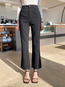 DAZY High Waist Flare Leg Trousers - Black - View 7