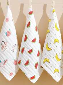 2 piezas Toalla de mano con estampado de dibujos animados al azar - Multicolor - Ver 3