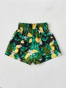 SHEIN Quần short bé gái Dải chun Nhiệt đới Tất cả trên in Boho - Nhiều màu - Xem 2