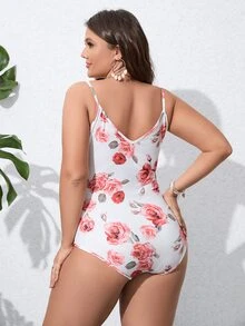SHEIN Holidaya Plus Floral Print Cami Bodysuit - Multicolor - View 2