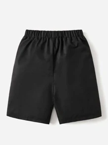 SHEIN 男孩老虎印花短褲 - 黑色 - 查看 2