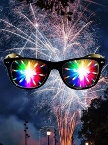 Hombres Gafas de moda de marco cuadrado con Cuerda de gafas - Negro - Ver 1