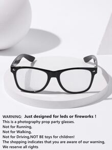 Hombres Gafas de moda de marco cuadrado con Cuerda de gafas - Negro - Ver 8