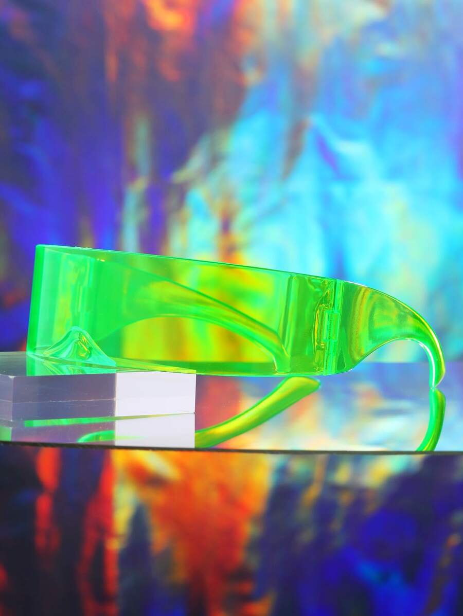 1入組y2k風格,荧光糖果色,科幻時尚眼鏡,街頭潮流單品