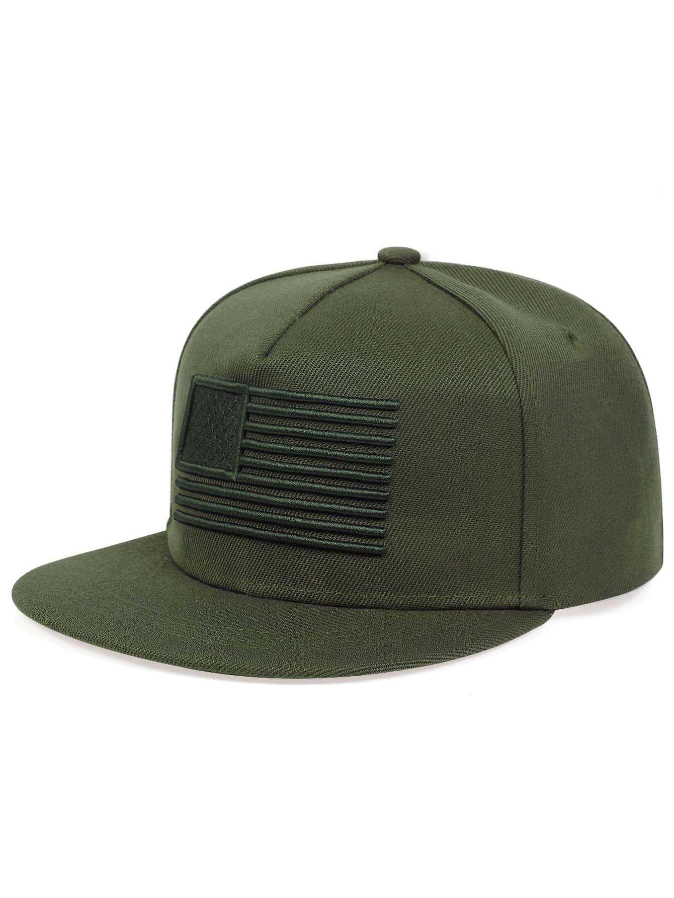 Men Flag Embroidered Hip Hop Cap - Army Green - View 1