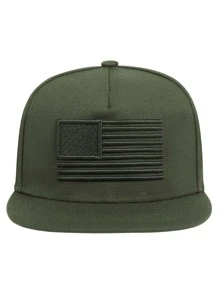 Men Flag Embroidered Hip Hop Cap - Army Green - View 3
