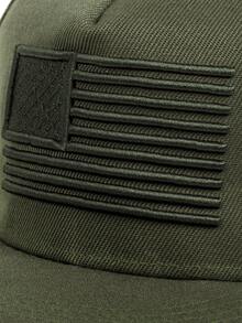 Men Flag Embroidered Hip Hop Cap - Army Green - View 5