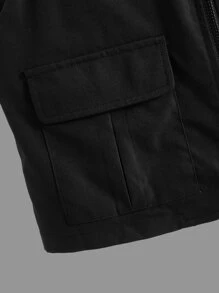 SHEIN 男孩標語圖案夾克背心和T恤和短褲 - 黑與白 - 查看 7