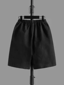 SHEIN 男孩標語圖案夾克背心和T恤和短褲 - 黑與白 - 查看 8