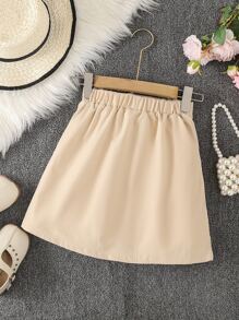 Tween Girl Pleated Hem Skirt - Apricot - View 2