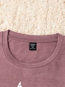 SHEIN LUNE Plus Star Print Tee For Summer - Red Violet - View 4