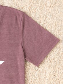 SHEIN LUNE Plus Star Print Tee For Summer - Red Violet - View 5