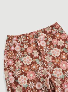 SHEIN MOD Floral Print Flare Leg Trousers - Multicolor - View 6