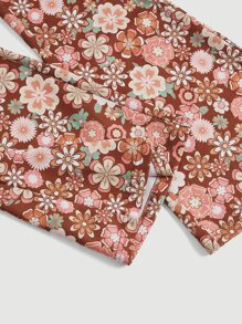 SHEIN MOD Floral Print Flare Leg Trousers - Multicolor - View 7