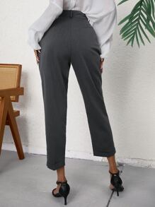 SHEIN Unity Slant Pocket Cropped Suit Trousers - Grey - View 2
