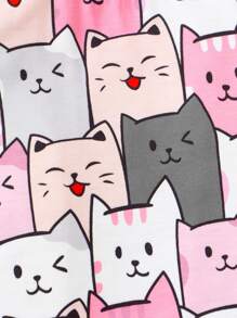 SHEIN Niñas Camiseta con estampado de dibujos animados ribete con fruncido - Multicolor - Ver 4