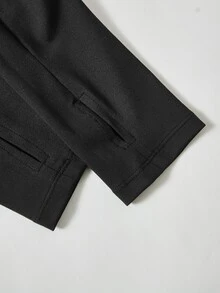 Letter Graphic Thumbholes Zip Up Sports Jacket - Black - View 5