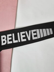 Letter Graphic Thumbholes Zip Up Sports Jacket - Black - View 7