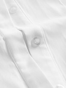 SHEIN MOD Đầm Túi Nút phía trước màu trơn Giải trí - trắng - Xem 4