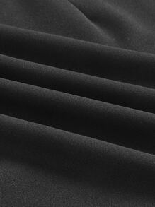 SHEIN MOD 胸部褶皺下擺開叉雙色連衣裙 - 黑色 - 查看 4