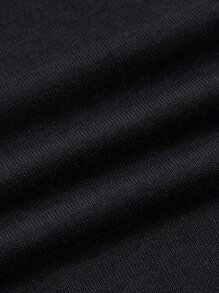 SHEIN ICON Bikercore Letter Graphic Contrast Piping Crop Tee - Black - View 4