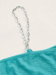 SHEIN ICON Asymmetrical Hem Crop Tank Top - Mint Blue - View 3