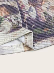 ROMWE Fairycore Áo khoác và áo lót dành cho xe tăng nữ Tương phản ren Rau quả Loại bướm Giải trí - Nhiều màu - Xem 4