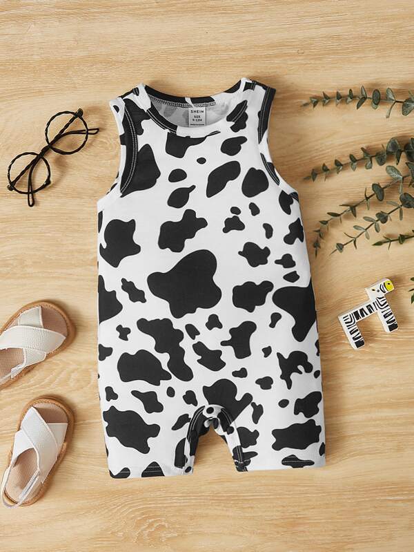 SHEIN Baby Boy Cow Print Tank Romper SHEIN USA