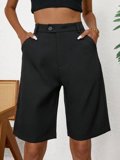 Aveloria Modichic Casual effen Bermudashorts met schuine zakken