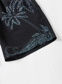 Boys Coconut Tree Print Drawstring Waist Shorts