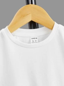 SHEIN 男童標語圖案t恤 - 白色 - 查看 4