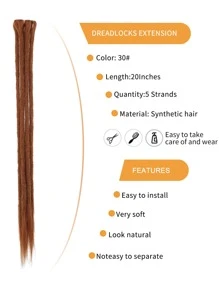 5pcs Medium Synthetic Hair Dreadlock Extension - Rust Brown - View 3