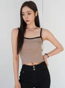 DAZY 撞色滾邊針織吊帶短上衣