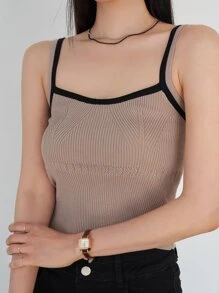 DAZY 撞色滾邊針織吊帶短上衣