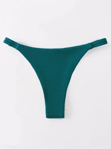 SHEIN Swim Đáy Bikini Nữ Gân đan màu trơn - Màu xanh ngọc - Xem 2