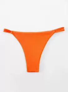SHEIN Swim Summer Beach Rib Bikini Thong, Bathing Suit - Orange - View 2