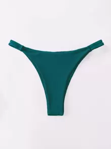 SHEIN Swim Đáy Bikini Nữ Gân đan màu trơn - Màu xanh ngọc - Xem 4