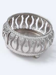 1pc Hollow Out Candle Holder - Silver - View 2