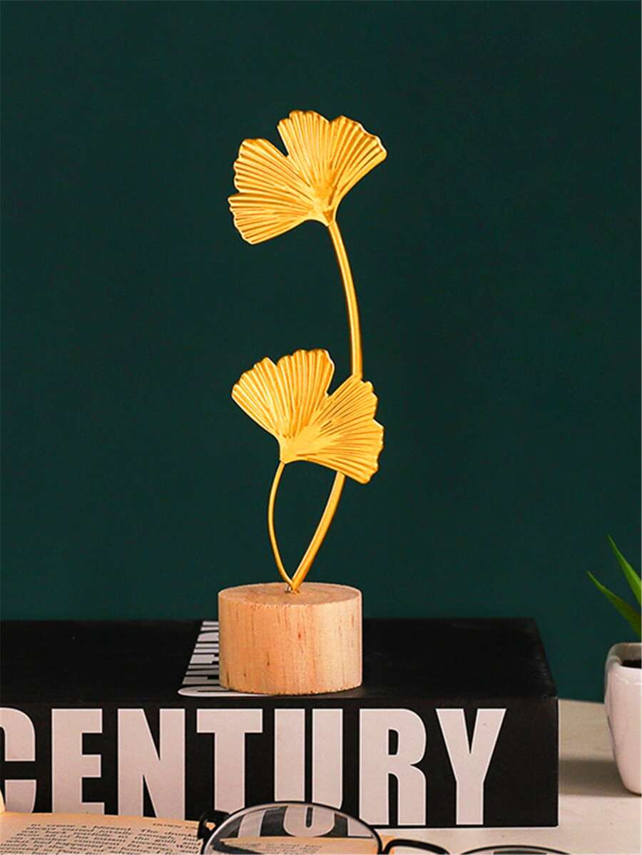 1pc Ginkgo Biloba Design Decoration Craft - Gold - View 1