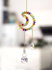 1pc Moon Design Crystal Decor Wall Hanging - Multicolor - View 1