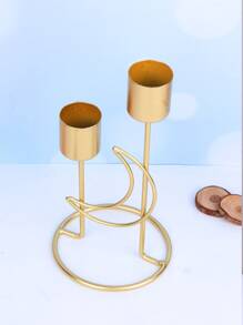 1pc Moon Decor Candle Holder - Gold - View 4