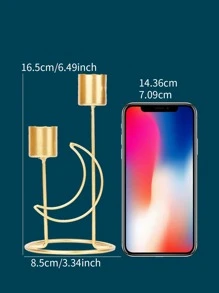 1pc Moon Decor Candle Holder - Gold - View 6