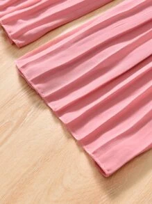 Girls Solid Halter Top & Pleated Trousers - Multicolor - View 7