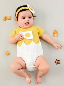 SHEIN Trang phục Em bé Nút Đắp vá Hoạt hình Khối Màu - Nhiều màu - Xem 8