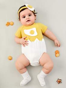 SHEIN Trang phục Em bé Nút Đắp vá Hoạt hình Khối Màu - Nhiều màu - Xem 4