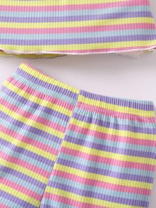 Toddler Girls Block Striped Halter Top & Shorts - Multicolor - View 5