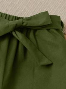 SHEIN 小女童人物和花卉圖案蝙蝠袖襯衫和腰帶長褲