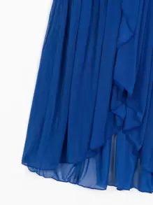 SHEIN Swim Lettuce Trim Ruffle Trim Flounce Sleeve Kimono,Summer Beach - Royal Blue - View 4