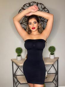 Detachable Straps Tummy Control Butt lift Shapewear Slips - Black - View 3