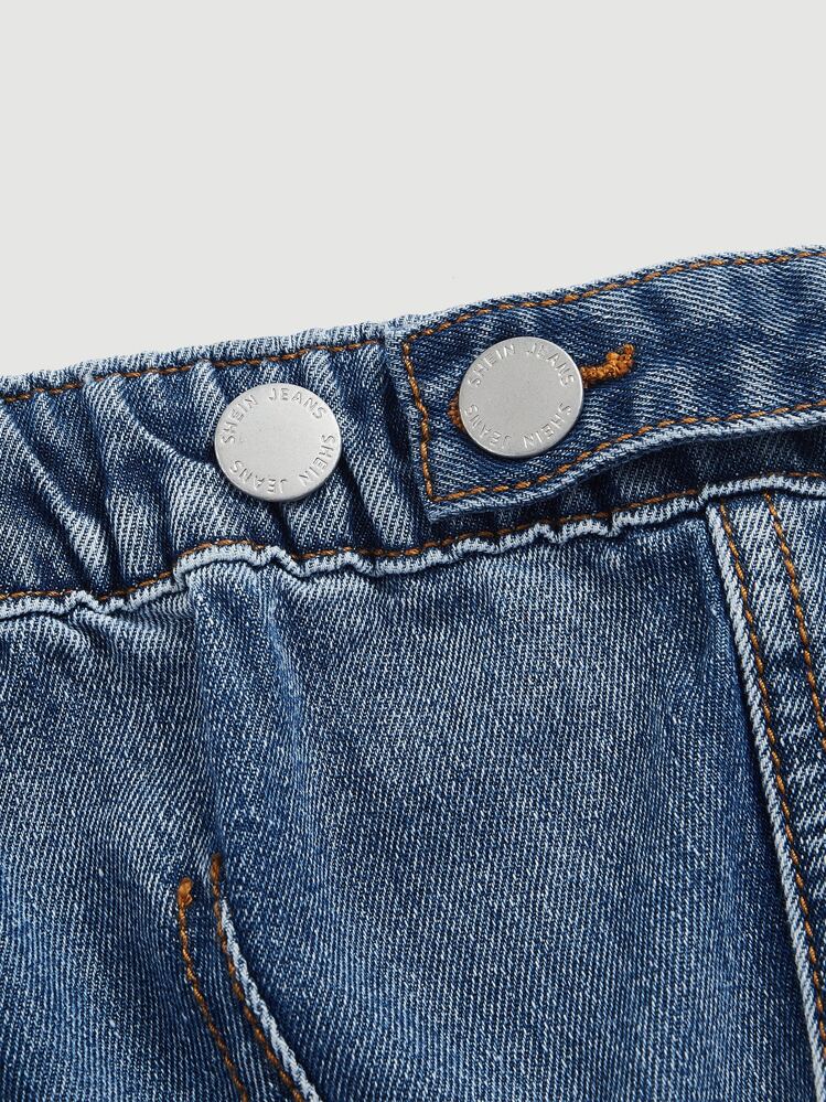 SHEIN ICON Zip Back Tube Denim Top - Medium Wash - View 3